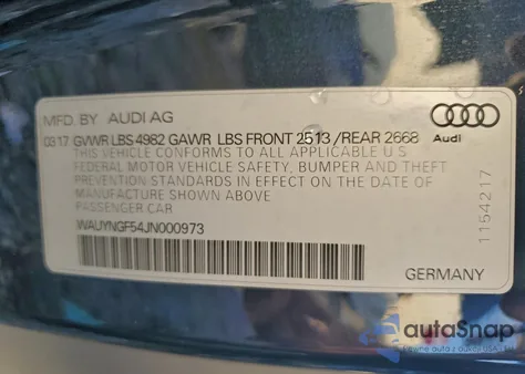 2018 Audi A5 Premium Plus из США, поврежденный, VIN WAUYNGF54JN000973